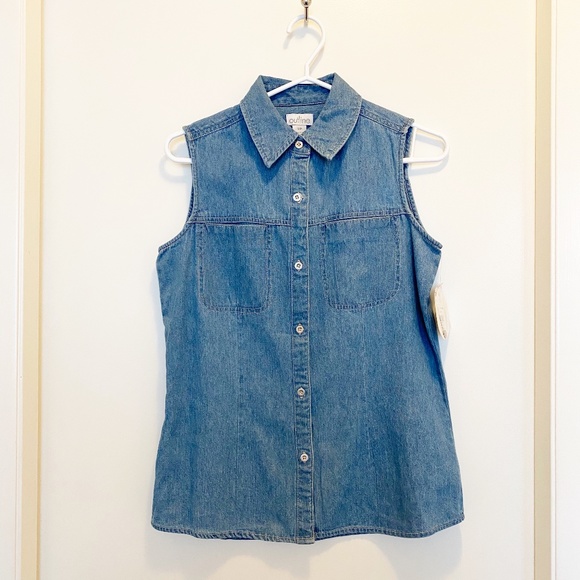 NWT Outline Blue Jean Button Down Tank Top Small S - Picture 1 of 7